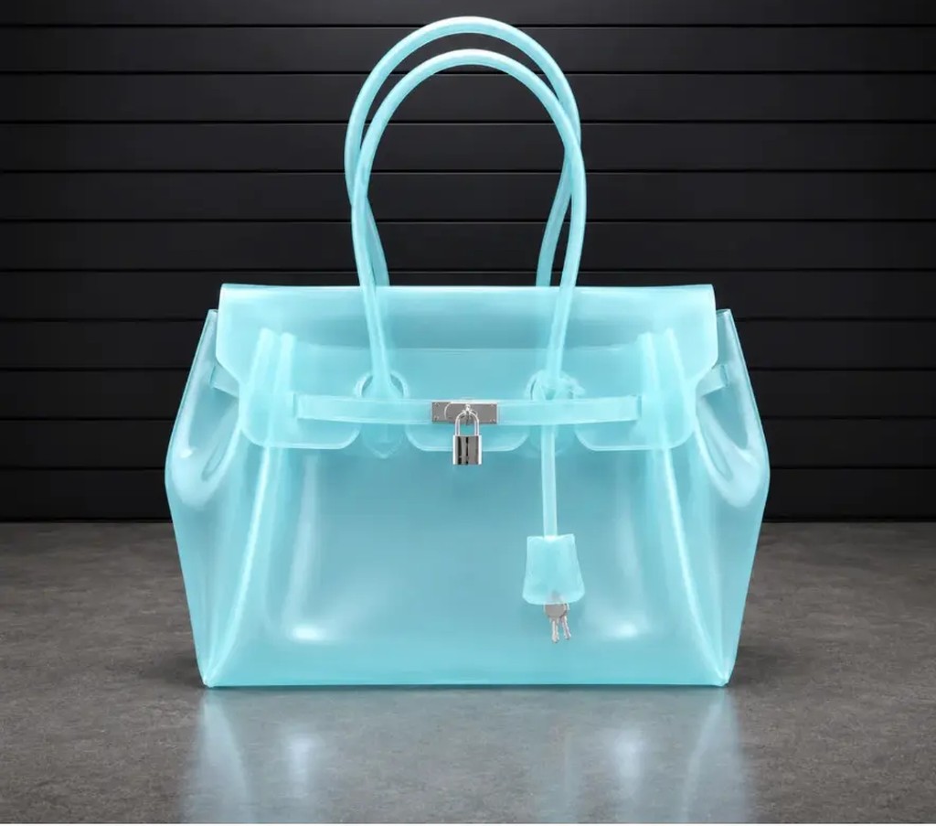 Sac Jelly Firkin, Bleu Clair translucide avec cadenas argenté
