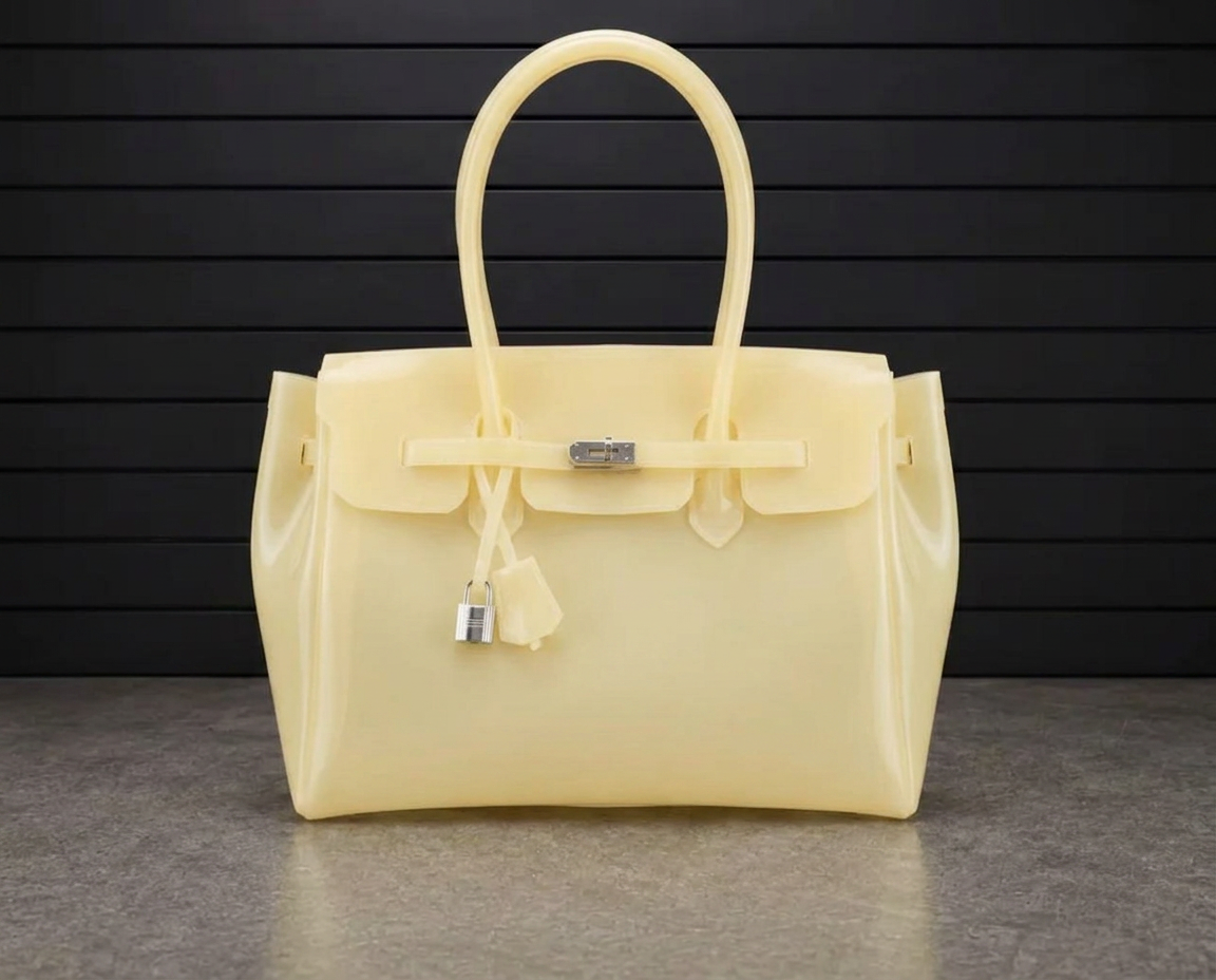Sac Jelly Firkin, Jaune Beurre translucide avec cadenas argenté