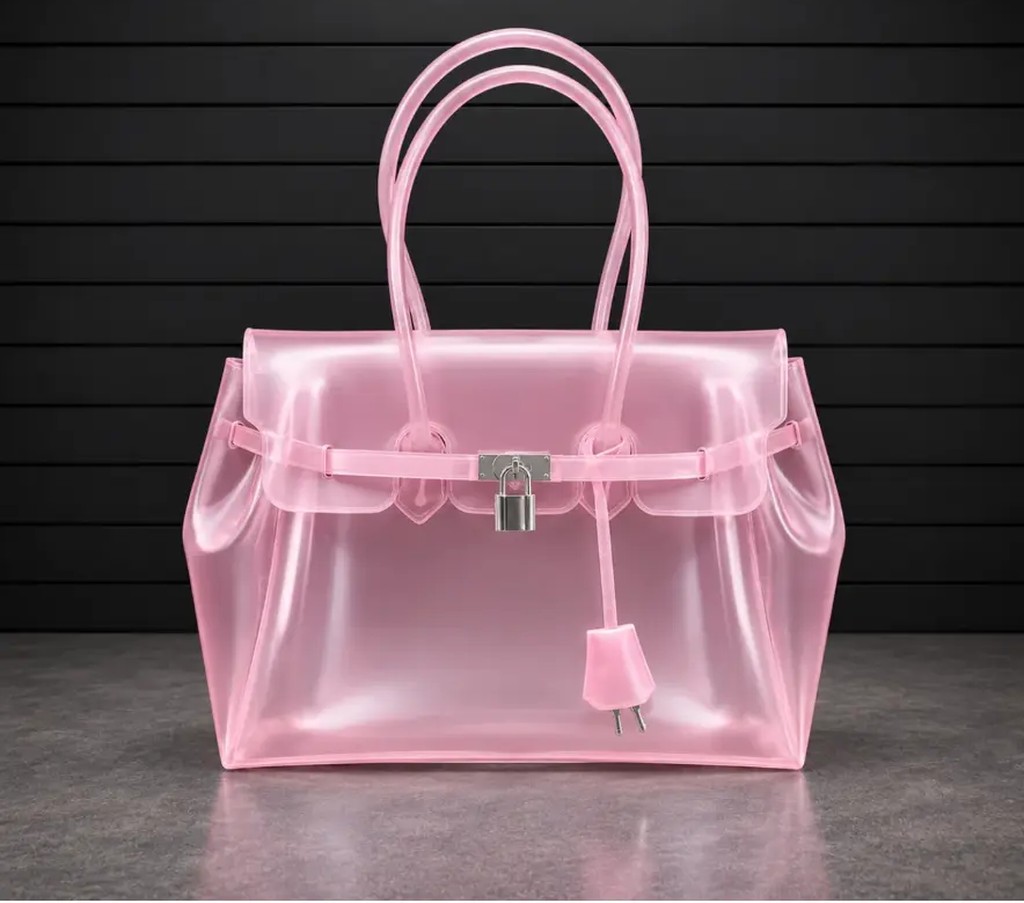 Sac Jelly Firkin, Rose Fuchsia translucide avec cadenas argenté